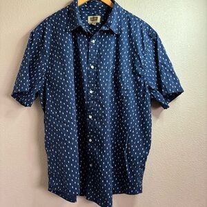The Foundry Supply Co. Navy and White Pineapple design Men's Button Down sz 2XL